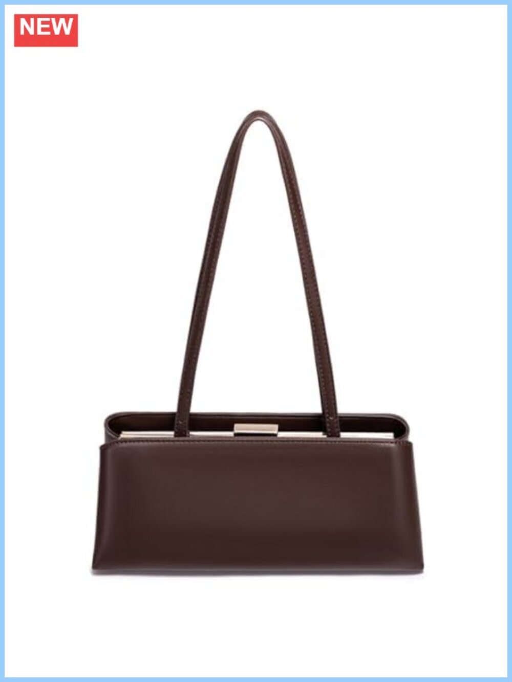 Kiss Lock Shoulder Bag PU Leather Satchel Top Handle Handbag